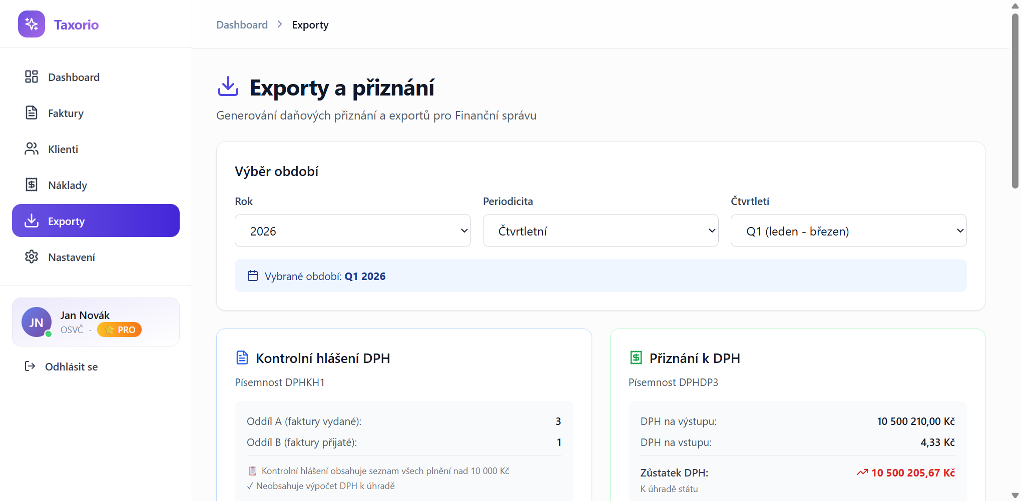 📤 Daňové exporty