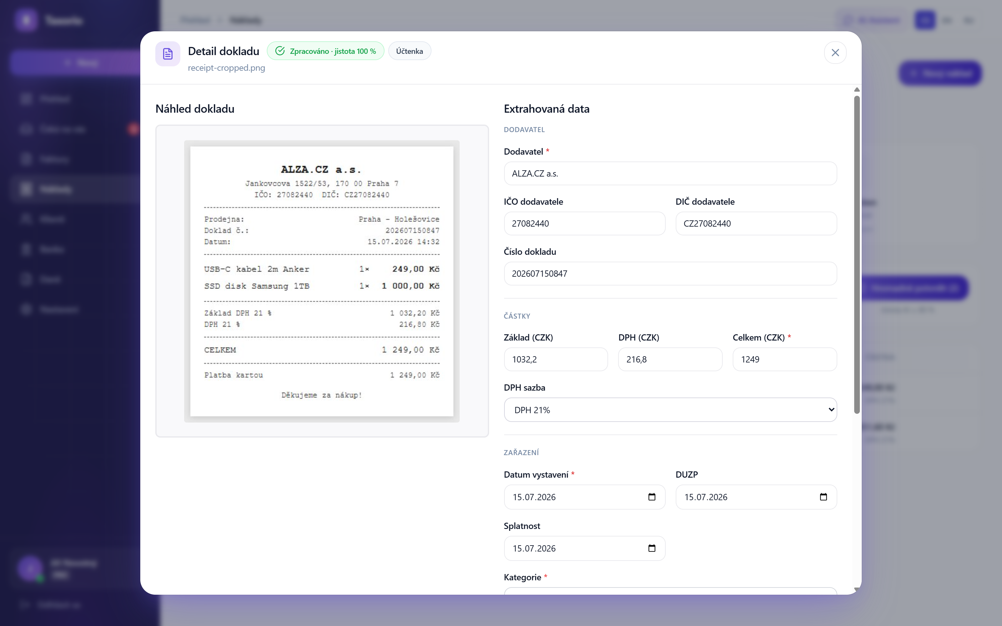 Vyfoťte účtenku, AI ji vyplní